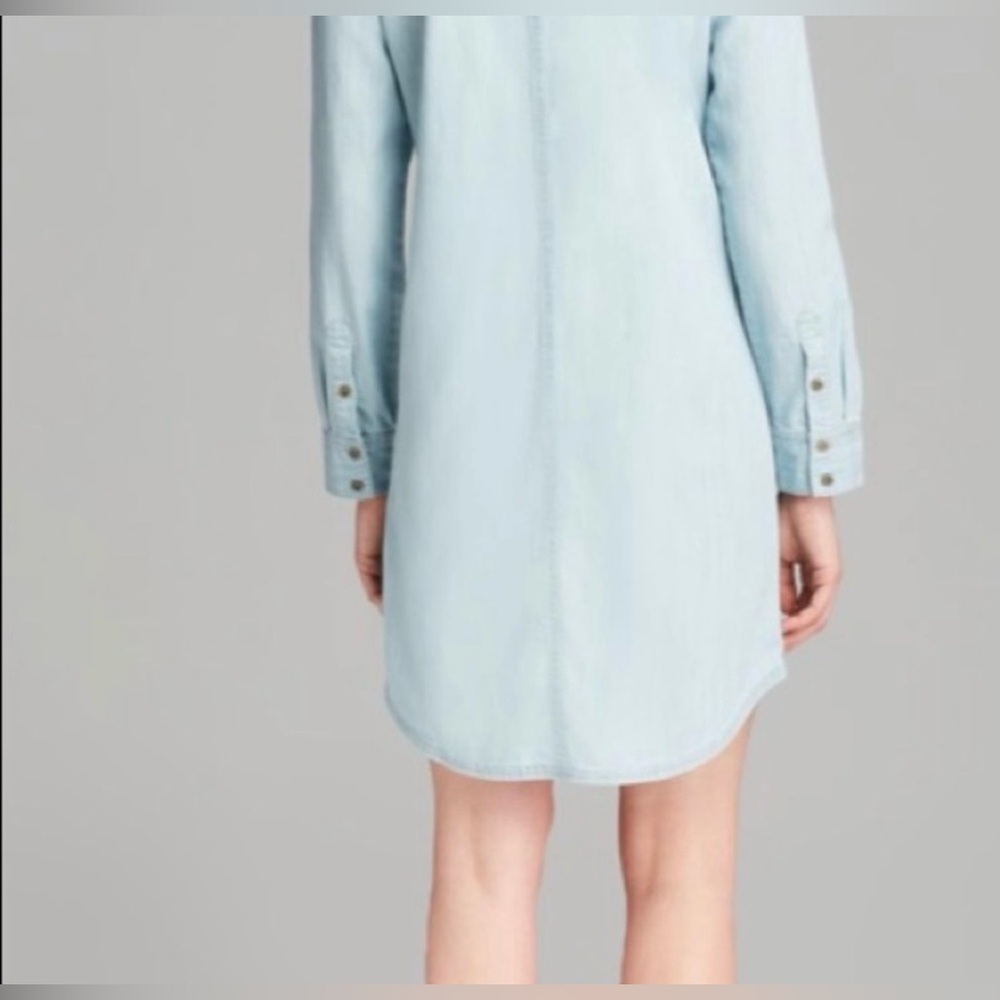 Eileen Fisher Chambray Shirt Dress M Tencel Cotton Pockets Button Front Casual - Picture 2 of 12